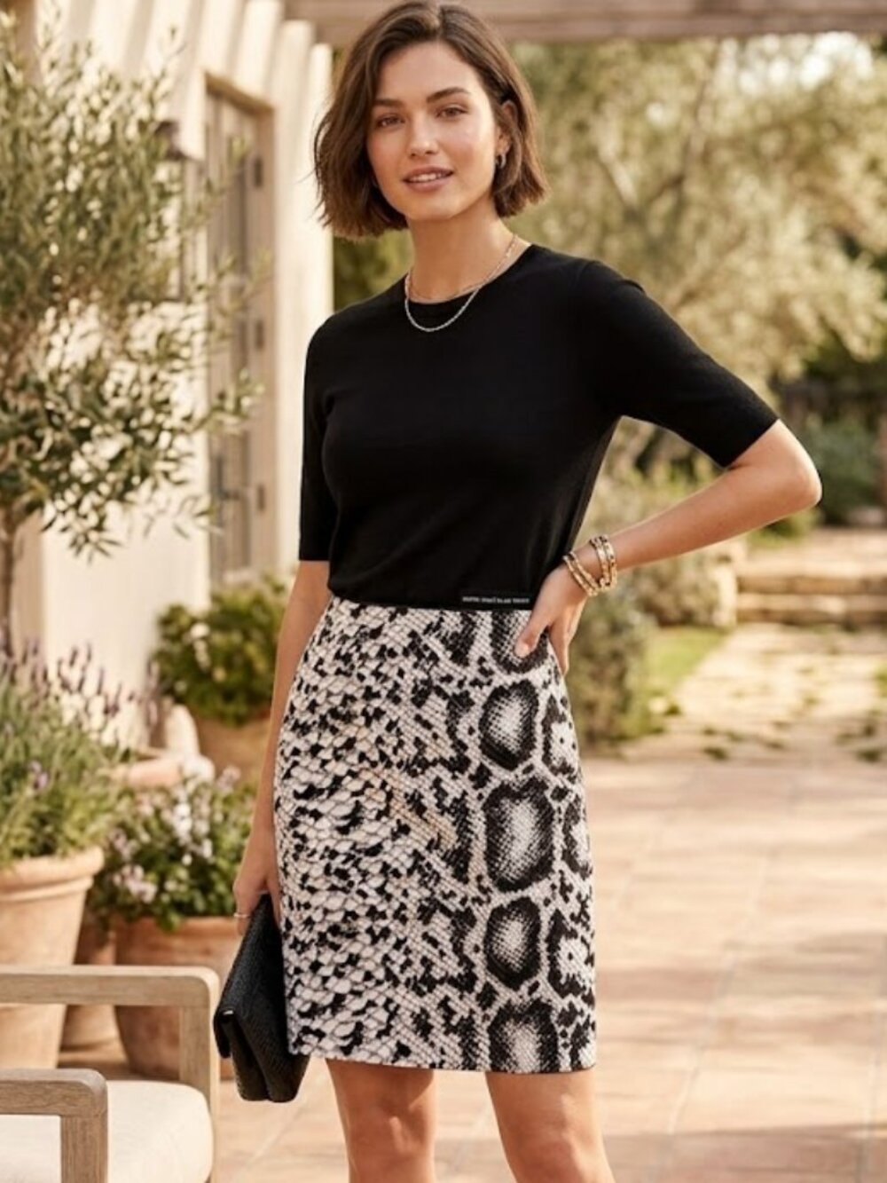 White House Black Market Siz 00 Snake Skin Straight Pencil Skirt Midi Rockabilly